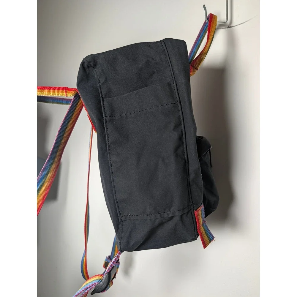 Fjallraven Unisex Backpack Kanken Rainbow Mini 23621 Vinylon F Black One Size